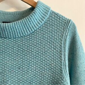 Talbots Aqua Blue Donegal Tweed Tunic Sweater w/ Sabrina Collar Size 2X Petite